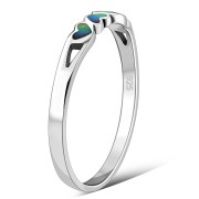 Hearts Abalone Sea Shell Silver Ring, r485