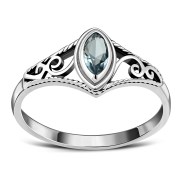 Blue Topaz Stone Ethnic Style Silver Ring, r486