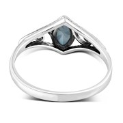 Blue Topaz Stone Ethnic Style Silver Ring, r486