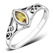 Citrine Stone Ethnic Style Silver Ring, r486