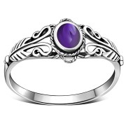 Native American Amethyst Stone Sterling Silver Ring, r490