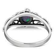 Native American Synthetic Azure Blue Opal Solid Silver Ring, r490