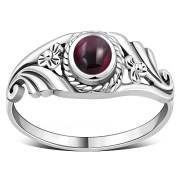 Ethnic Flower Design Garnet Ring, r491