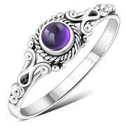 Ethnic Style Amethyst Stone Silver Ring, r493