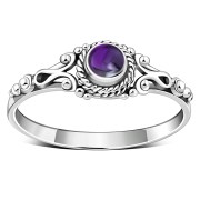 Ethnic Style Amethyst Stone Silver Ring, r493