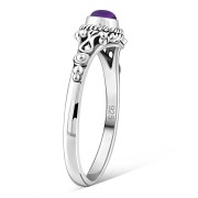 Ethnic Style Amethyst Stone Silver Ring, r493