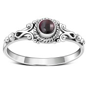 Ethnic Style Garnet Stone Silver Ring, r493