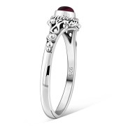 Ethnic Style Garnet Stone Silver Ring, r493