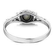 Ethnic Style Thin Rainbow Moon Stone Silver Ring, r493