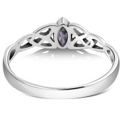 Celtic Thin Trinity Knot Silver Ring w Amethyst, r494