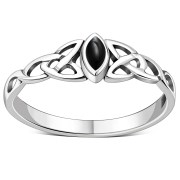 Celtic Knot Silver Ring w Black Onyx, r494