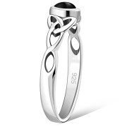 Celtic Knot Silver Ring w Black Onyx, r494