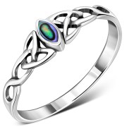 Celtic Knot Silver Ring w Abalone, r494