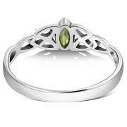 Celtic Thin Trinity Knot Silver Ring w Peridot, r494