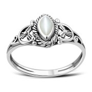 Ethnic Style Mother of Pearl Silver Ring, r495