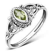 Faceted Peridot Stone Sterling Silver Ring, r495