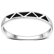 Black Onyx Silver Band Ring, r496