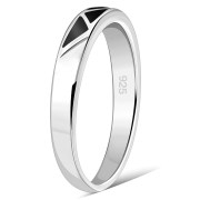 Black Onyx Silver Band Ring, r496