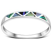 Abalone Sea Shell Silver Band Ring, r496