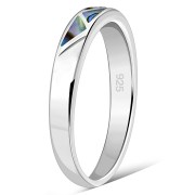 Abalone Sea Shell Silver Band Ring, r496