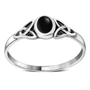 Black Onyx Sterling Silver Celtic Trinity Ring, r498