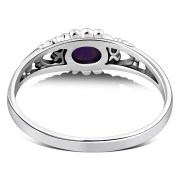 Thin Ethnic Amethyst Stone Silver Ring, r499