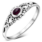 Thin Ethnic Style Garnet Silver Ring, r499