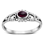 Thin Ethnic Style Garnet Silver Ring, r499