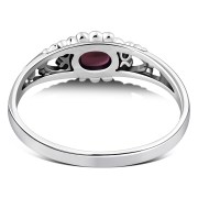Thin Ethnic Style Garnet Silver Ring, r499