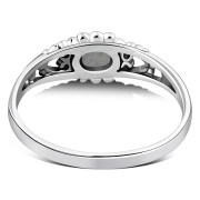 Thin Ethnic Rainbow Moon Stone Silver Ring, r499