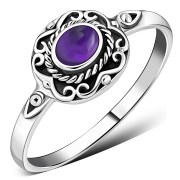 Ethnic Design Amethyst Silver Ring, r500