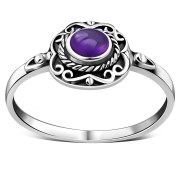 Ethnic Design Amethyst Silver Ring, r500