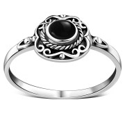 Ethnic Style Black Onyx Silver Ring, r500