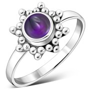 Ethnic Style Amethyst Silver Ring, r504