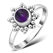 Ethnic Style Amethyst Silver Ring, r504