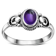 Ethnic Sterling Silver Amethyst Ring, r505