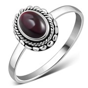 Ethnic Style Garnet Silver Ring, r506