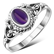 Sterling Silver Ethnic Amethyst Ring, r507