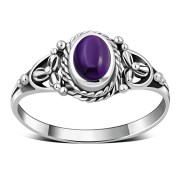 Sterling Silver Ethnic Amethyst Ring, r507