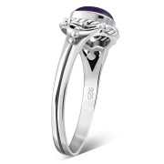 Sterling Silver Ethnic Amethyst Ring, r507