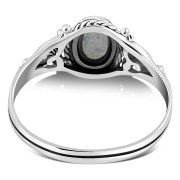 Silver Ethnic Rainbow Moon Stone Ring, r507
