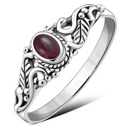 Sterling Silver Garnet Leaves Ring, r508