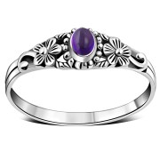 Amethyst Stone Ethnic Silver Ring, r509