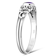 Amethyst Stone Ethnic Silver Ring, r509