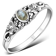 Wholesale Labradorite Flowers Silver Ring, r509
