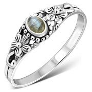 Wholesale Labradorite Flowers Silver Ring, r509