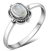 Ethnic Style Rainbow Moonstone Silver Ring, r510