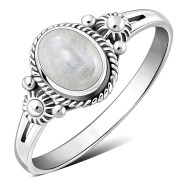 Ethnic Style Rainbow Moonstone Silver Ring, r511