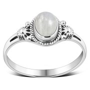 Ethnic Style Rainbow Moonstone Silver Ring, r511