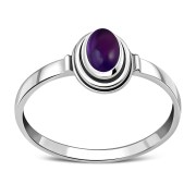 Delicate Ethnic Style Amethyst Genuine Stone Silver Ring, r512